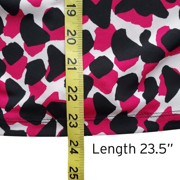 Calvin Klein Geo Print Black Magenta White Pleated Neck Sleeveless Blouse M - Picture 10 of 13